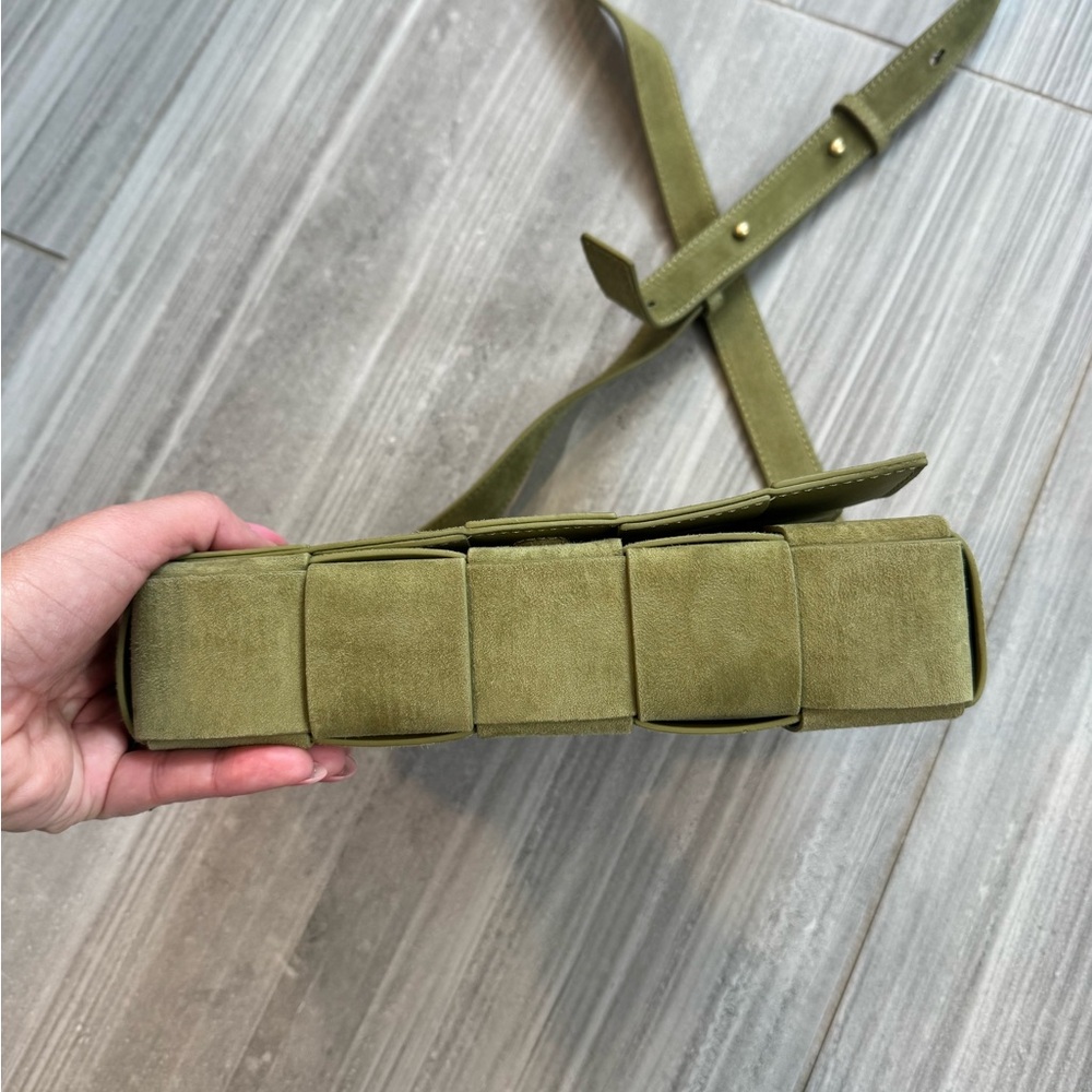 J.McLaughlin Green Suede Woven Crossbody Bag Small Shoulder - Picture 11 of 14